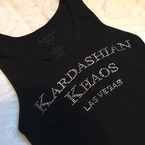 Kardashian Kollection Black Tank Top with Rhinestone Logo